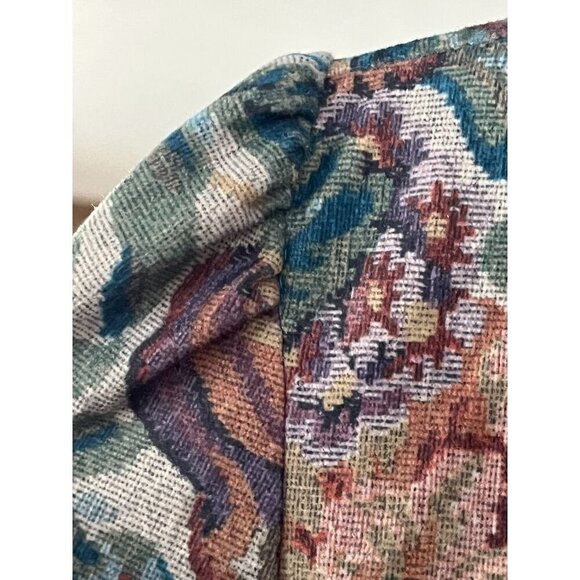 Retro Floral Jacket L Multicolor Classic Work Wear Chic Preppy Old Money 80s - Picture 5 of 9